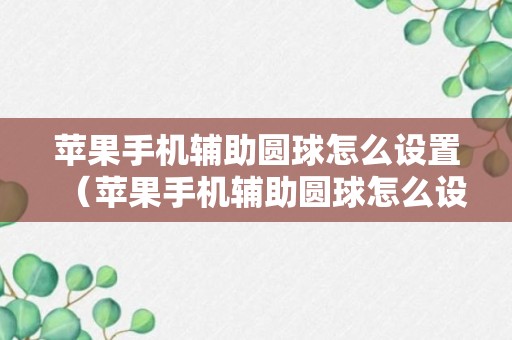 苹果手机辅助圆球怎么设置（苹果手机辅助圆球怎么设置返回）