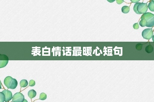 表白情话最暖心短句