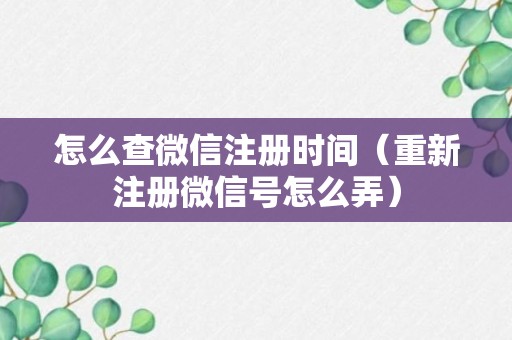 怎么查微信注册时间（重新注册微信号怎么弄）