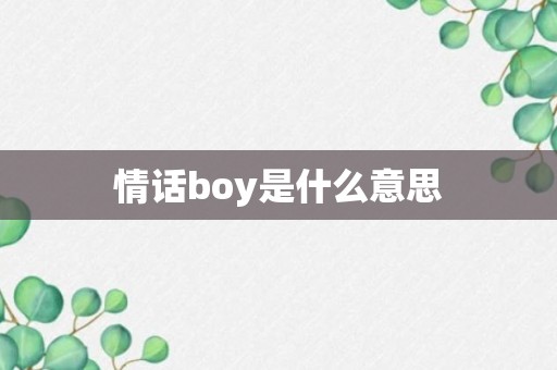 情话boy是什么意思