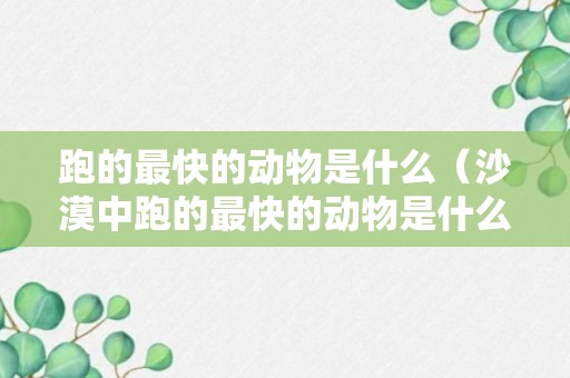 跑的最快的动物是什么（沙漠中跑的最快的动物是什么）