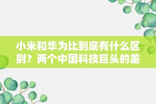 小米和华为比到底有什么区别？两个中国科技巨头的差异