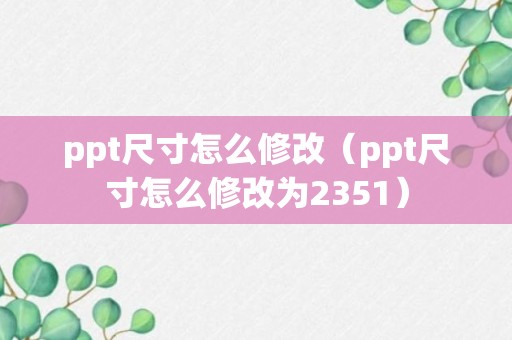 ppt尺寸怎么修改（ppt尺寸怎么修改为2351）