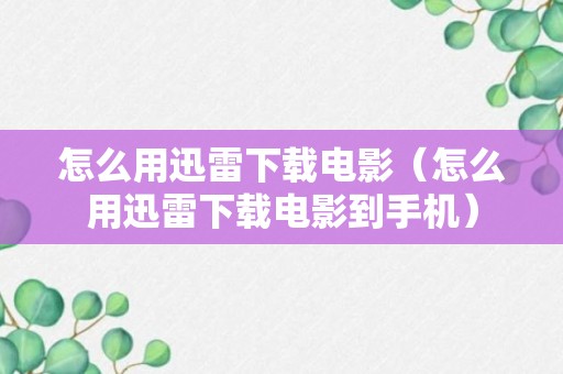 怎么用迅雷下载电影（怎么用迅雷下载电影到手机）