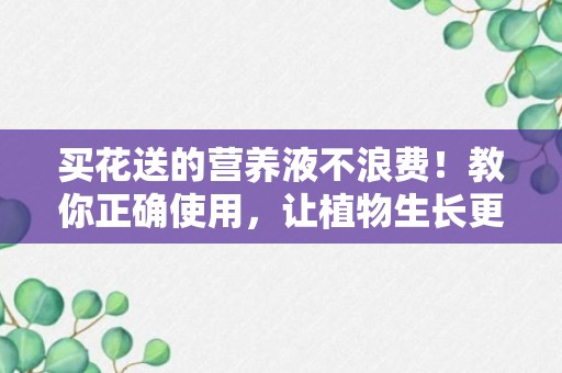 买花送的营养液不浪费！教你正确使用，让植物生长更健康！