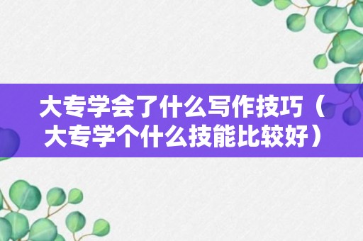 大专学会了什么写作技巧（大专学个什么技能比较好）