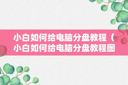 小白如何给电脑分盘教程（小白如何给电脑分盘教程图片）