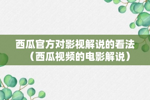 西瓜官方对影视解说的看法（西瓜视频的电影解说）