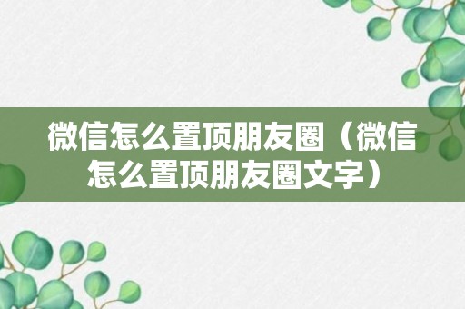 微信怎么置顶朋友圈（微信怎么置顶朋友圈文字）