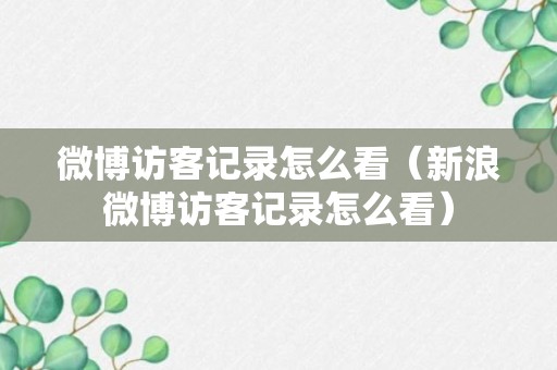 微博访客记录怎么看（新浪微博访客记录怎么看）