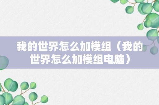 我的世界怎么加模组（我的世界怎么加模组电脑）