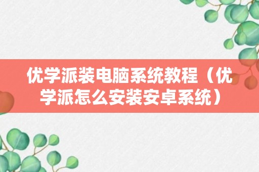 优学派装电脑系统教程（优学派怎么安装安卓系统）