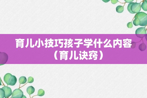 育儿小技巧孩子学什么内容（育儿诀窍）