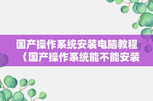 国产操作系统安装电脑教程（国产操作系统能不能安装到目前的电脑）