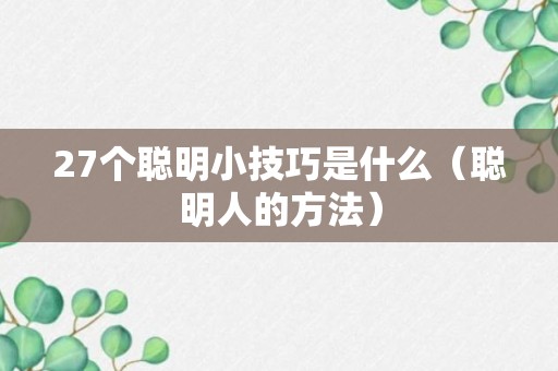 27个聪明小技巧是什么（聪明人的方法）