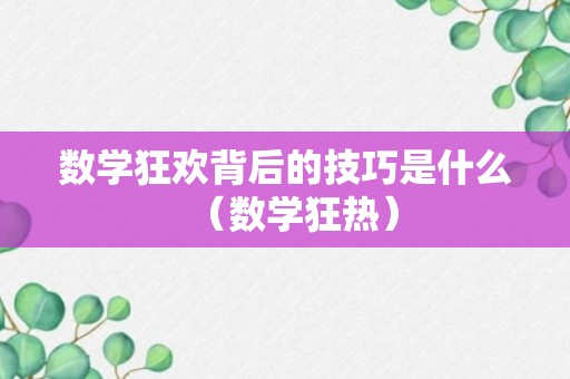 数学狂欢背后的技巧是什么（数学狂热）