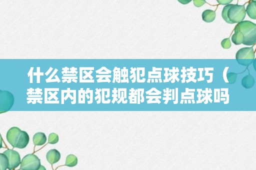 什么禁区会触犯点球技巧（禁区内的犯规都会判点球吗）