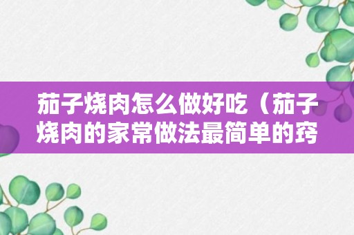 茄子烧肉怎么做好吃（茄子烧肉的家常做法最简单的窍门）