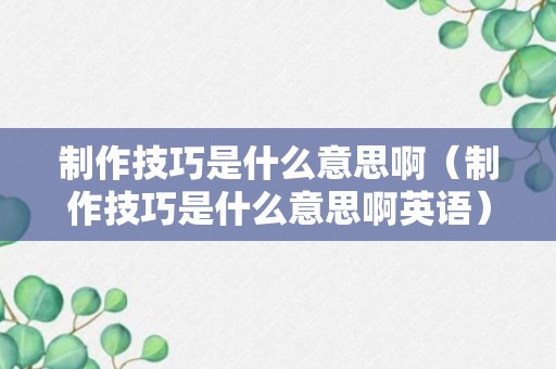 制作技巧是什么意思啊（制作技巧是什么意思啊英语）