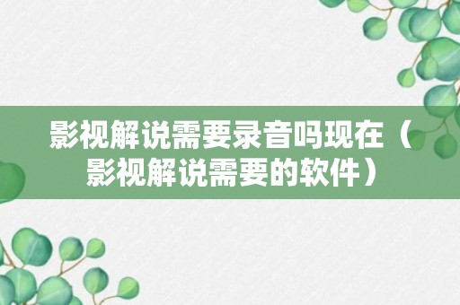 影视解说需要录音吗现在（影视解说需要的软件）