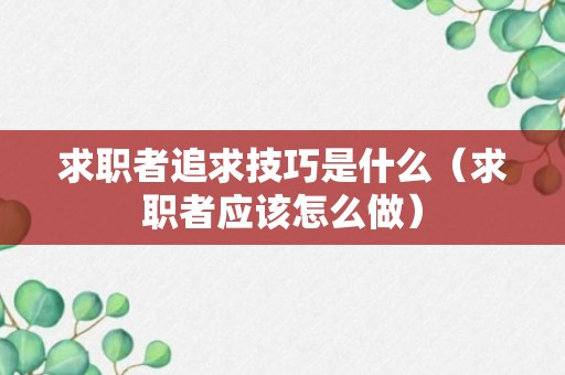 求职者追求技巧是什么（求职者应该怎么做）