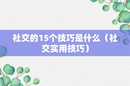 社交的15个技巧是什么（社交实用技巧）