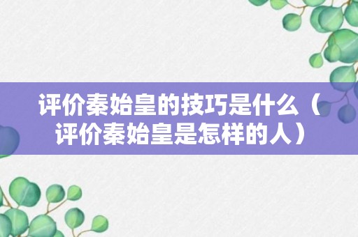 评价秦始皇的技巧是什么（评价秦始皇是怎样的人）