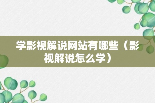 学影视解说网站有哪些（影视解说怎么学）