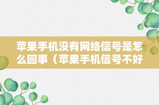 苹果手机没有网络信号是怎么回事（苹果手机信号不好网络差怎么增强）