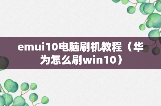 emui10电脑刷机教程（华为怎么刷win10）