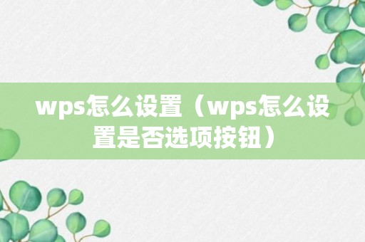 wps怎么设置（wps怎么设置是否选项按钮）