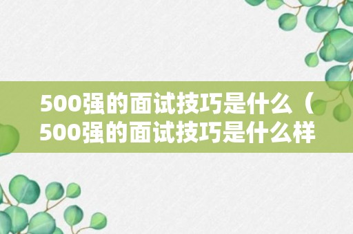 500强的面试技巧是什么（500强的面试技巧是什么样的）