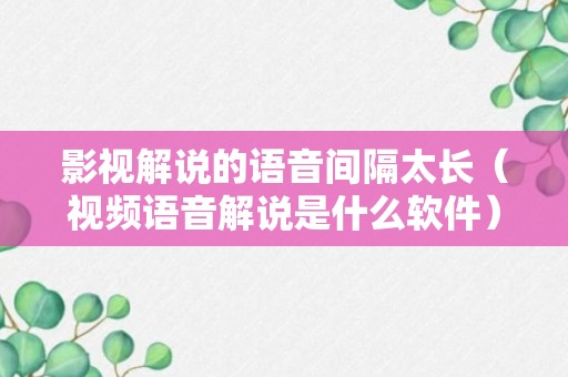 影视解说的语音间隔太长（视频语音解说是什么软件）