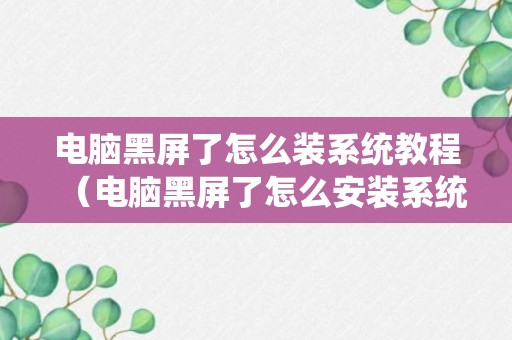 电脑黑屏了怎么装系统教程（电脑黑屏了怎么安装系统）