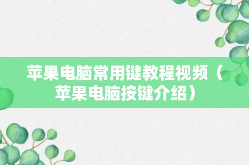 苹果电脑常用键教程视频（苹果电脑按键介绍）