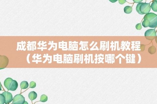 成都华为电脑怎么刷机教程（华为电脑刷机按哪个键）