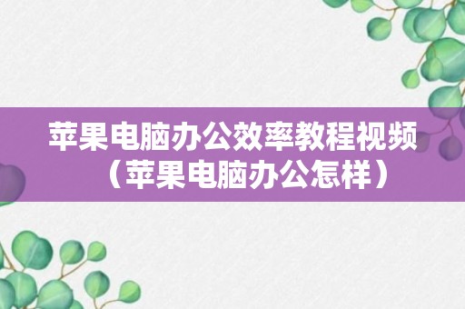 苹果电脑办公效率教程视频（苹果电脑办公怎样）