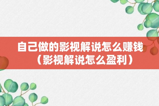 自己做的影视解说怎么赚钱（影视解说怎么盈利）