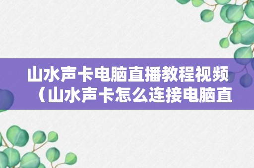 山水声卡电脑直播教程视频（山水声卡怎么连接电脑直播）