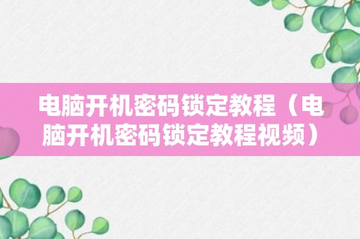 电脑开机密码锁定教程（电脑开机密码锁定教程视频）