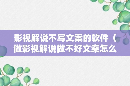 影视解说不写文案的软件（做影视解说做不好文案怎么办）