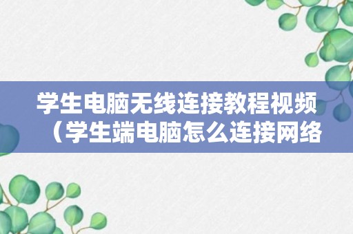 学生电脑无线连接教程视频（学生端电脑怎么连接网络）