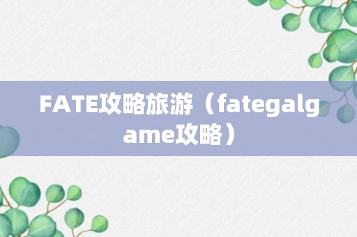 FATE攻略旅游（fategalgame攻略）