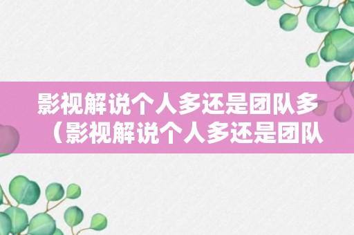 影视解说个人多还是团队多（影视解说个人多还是团队多啊）