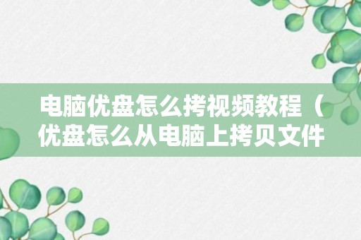 电脑优盘怎么拷视频教程（优盘怎么从电脑上拷贝文件）