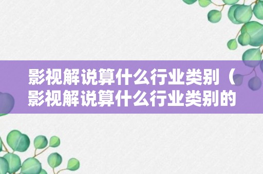 影视解说算什么行业类别（影视解说算什么行业类别的）