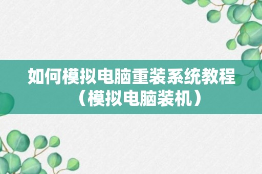 如何模拟电脑重装系统教程（模拟电脑装机）