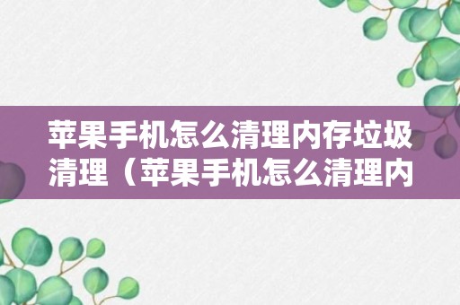 苹果手机怎么清理内存垃圾清理（苹果手机怎么清理内存垃圾清理删掉的应用可以恢复吗）