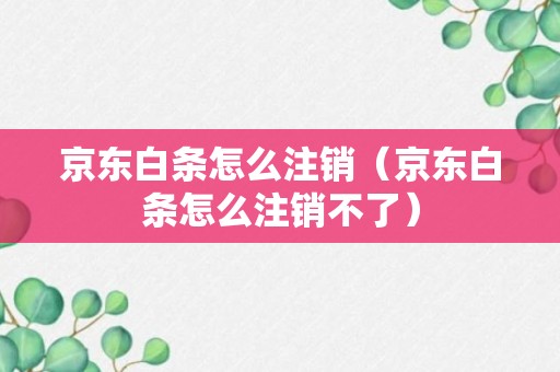 京东白条怎么注销（京东白条怎么注销不了）