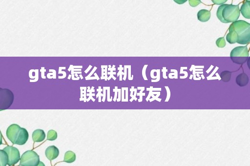 gta5怎么联机（gta5怎么联机加好友）